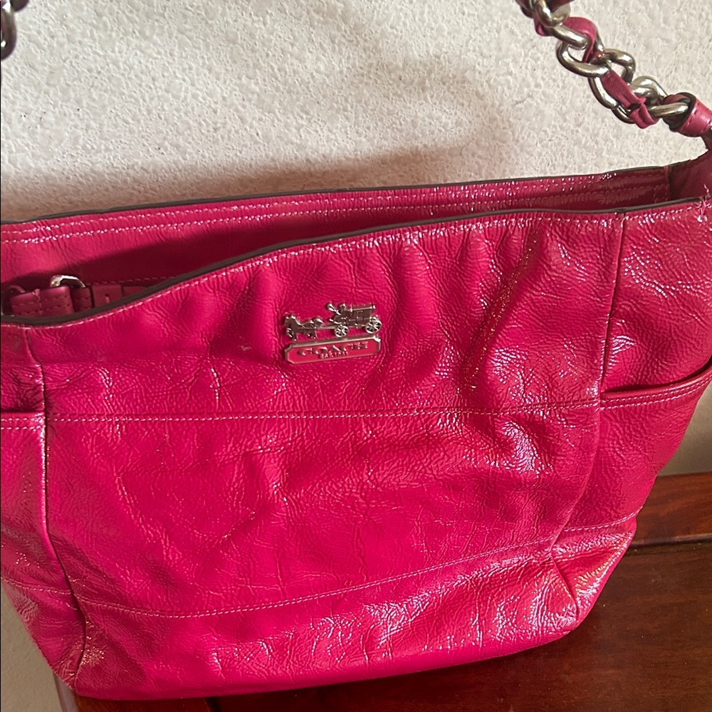 Coach Fuchsia Leather Shoulder Bag